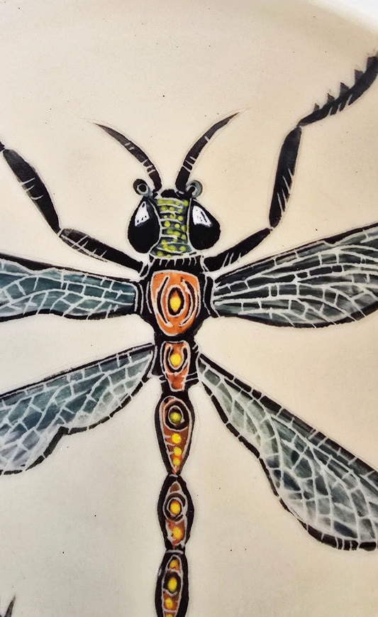 Stoneware Bowl – Dragonfly Sgraffito & Underglaze Design