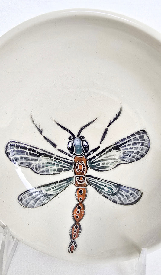 Stoneware Bowl – Dragonfly Sgraffito Underglaze Design