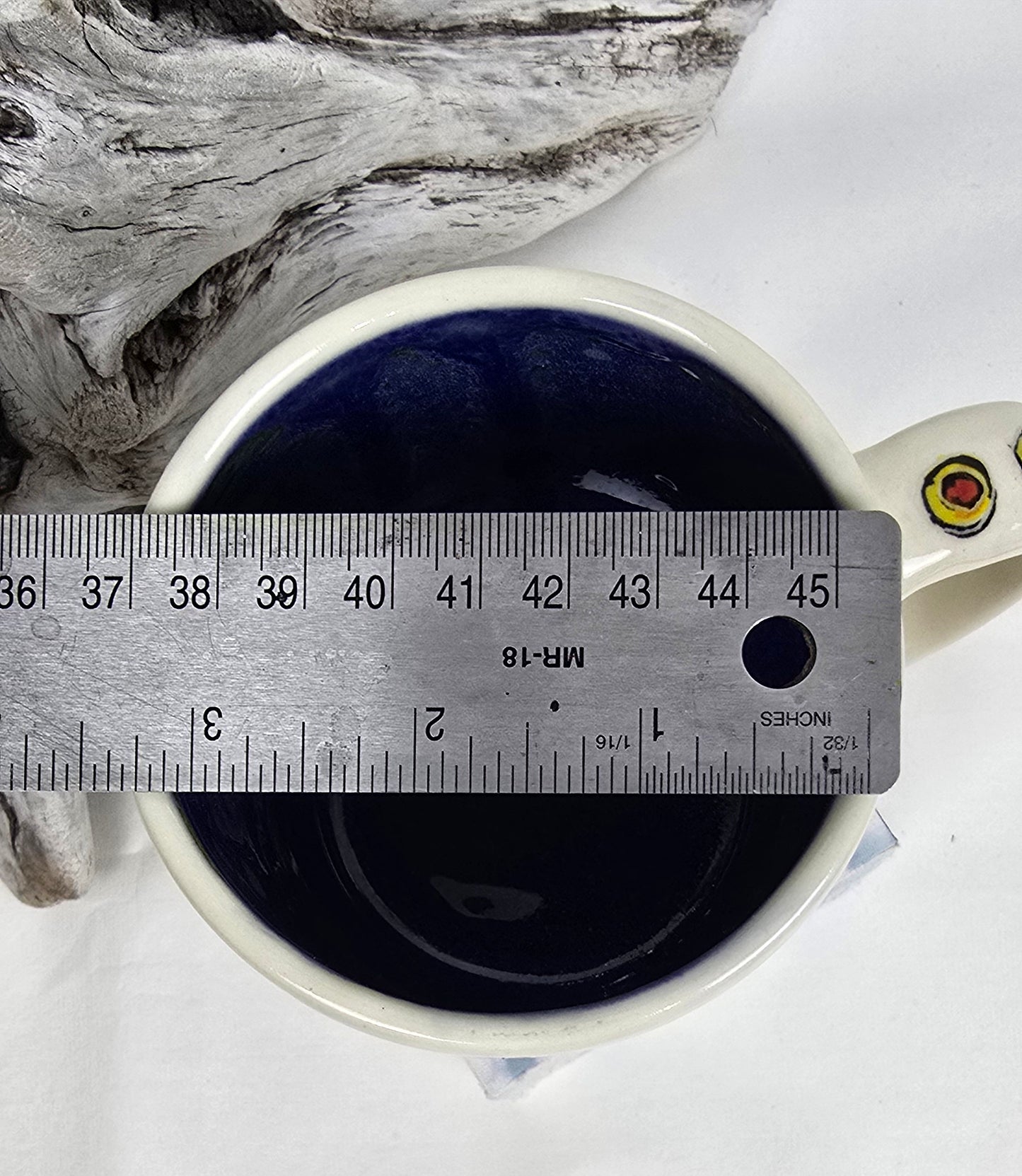 Handmade Stoneware Mug – Trout Illustration & Deep Blue Glaze