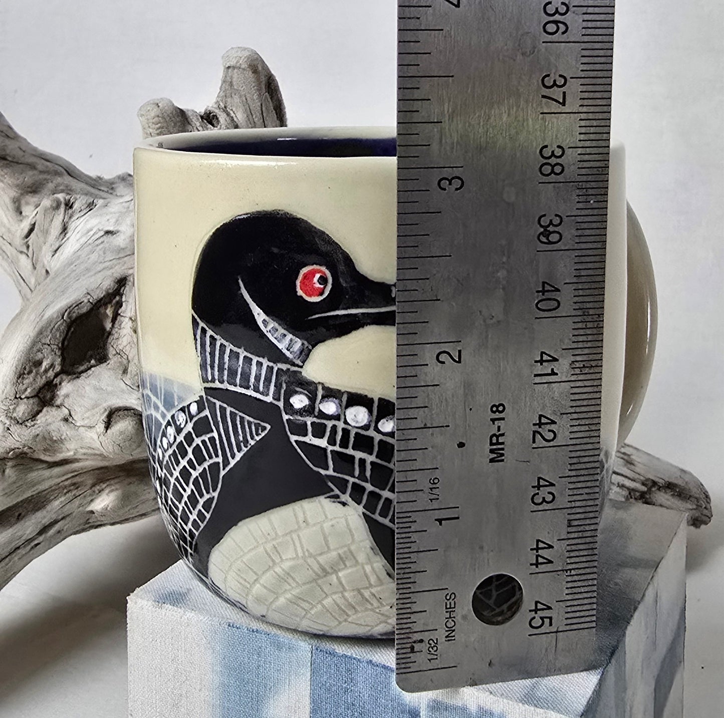 Stoneware Mug – Loon Design with Deep Blue Interior