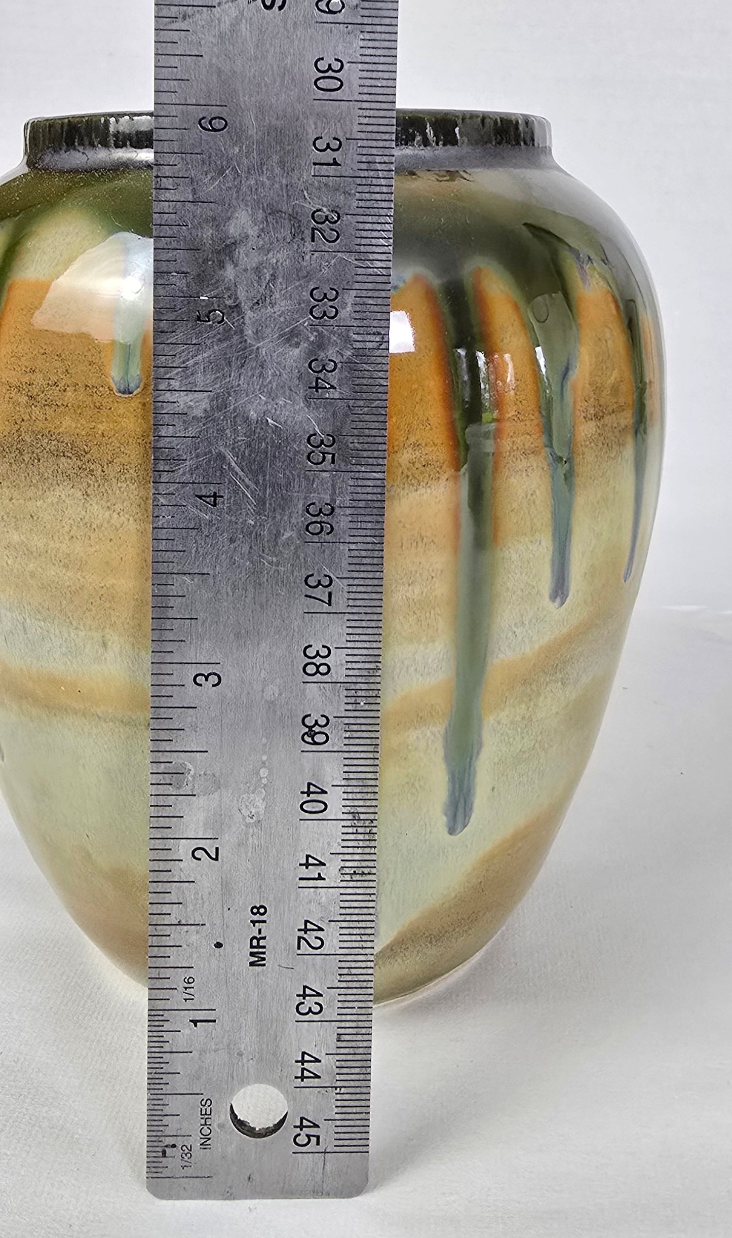 Stoneware Vase – Earth Tones with Green Drip Glaze