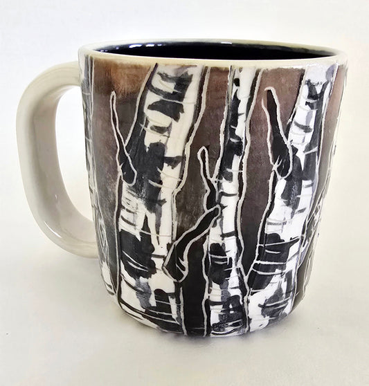Stoneware Birch Tree Mug – Hand-Thrown Ceramic Art for Everyday Use