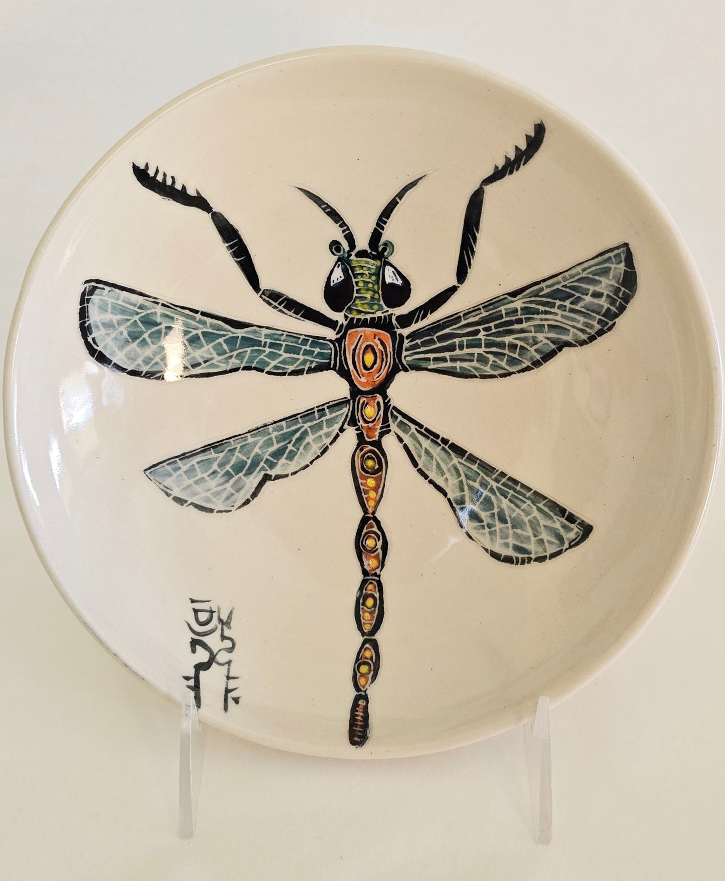Stoneware Bowl – Dragonfly Sgraffito &amp; Underglaze Design