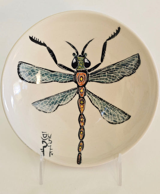 Stoneware Bowl – Dragonfly Sgraffito &amp; Underglaze Design