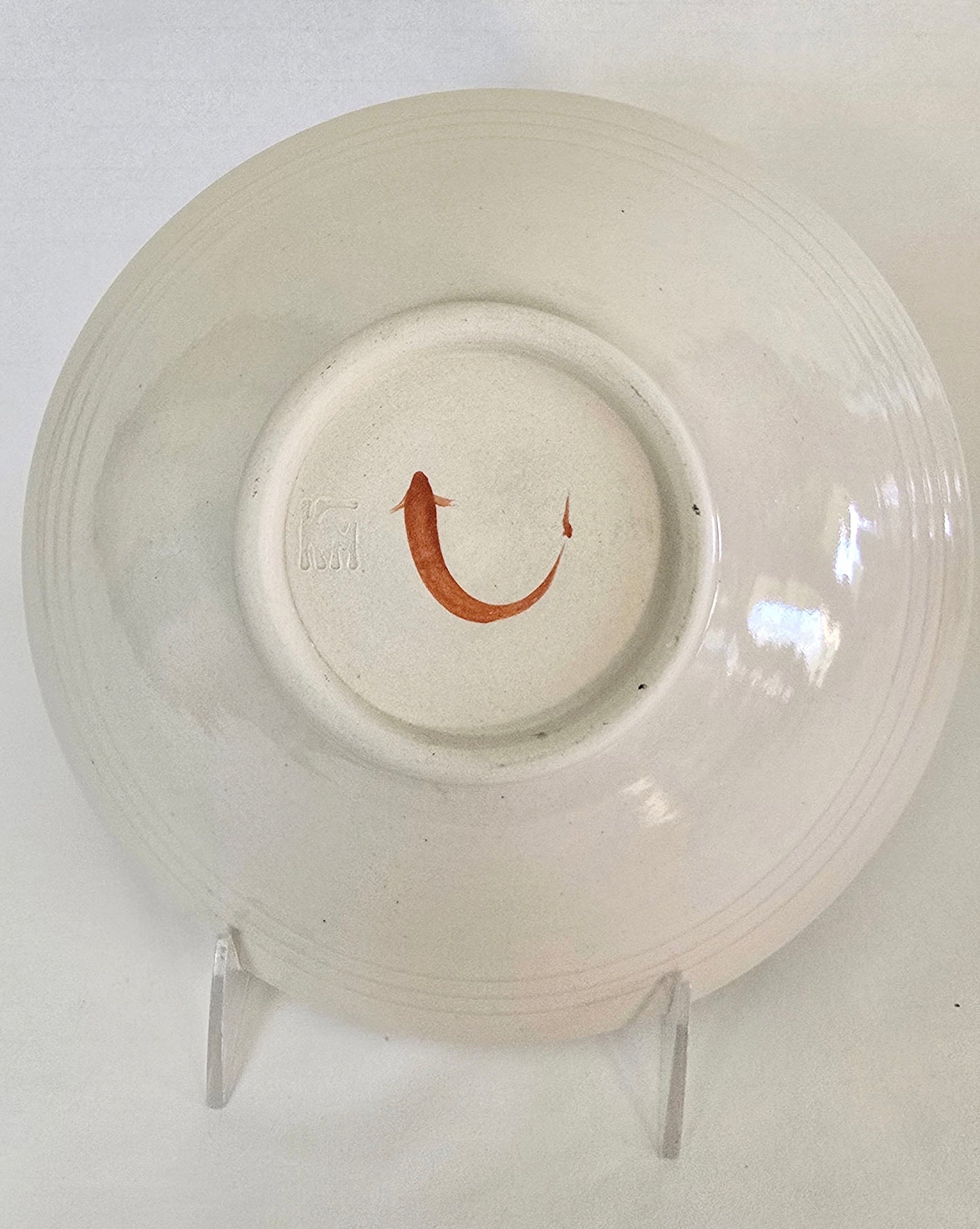 Stoneware Bowl – Swirling Blue Fish with Accent pair