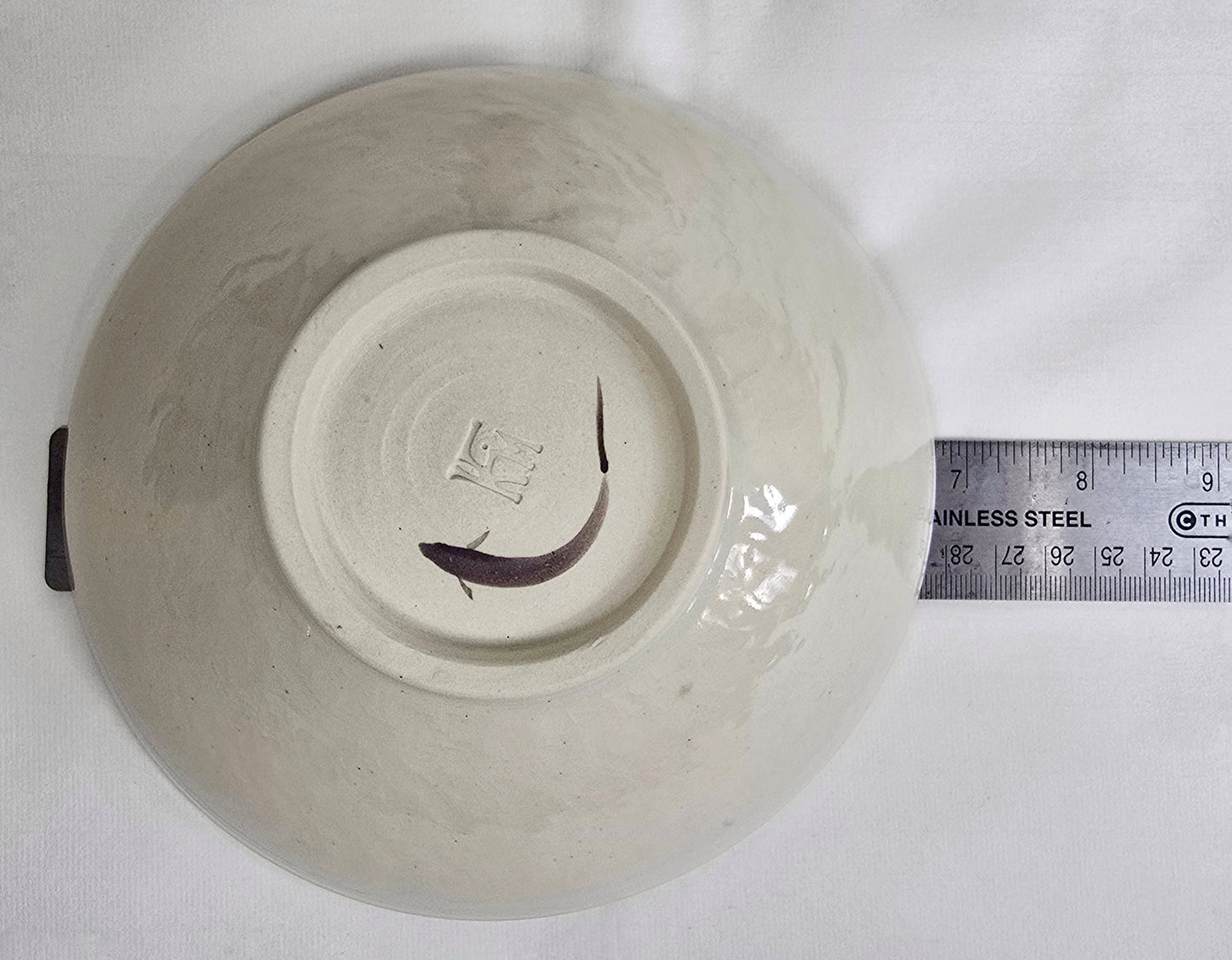 Stoneware Bowl – Hand-Painted Swirling Fish Design