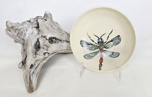 Stoneware Bowl – Dragonfly Sgraffito Underglaze Design