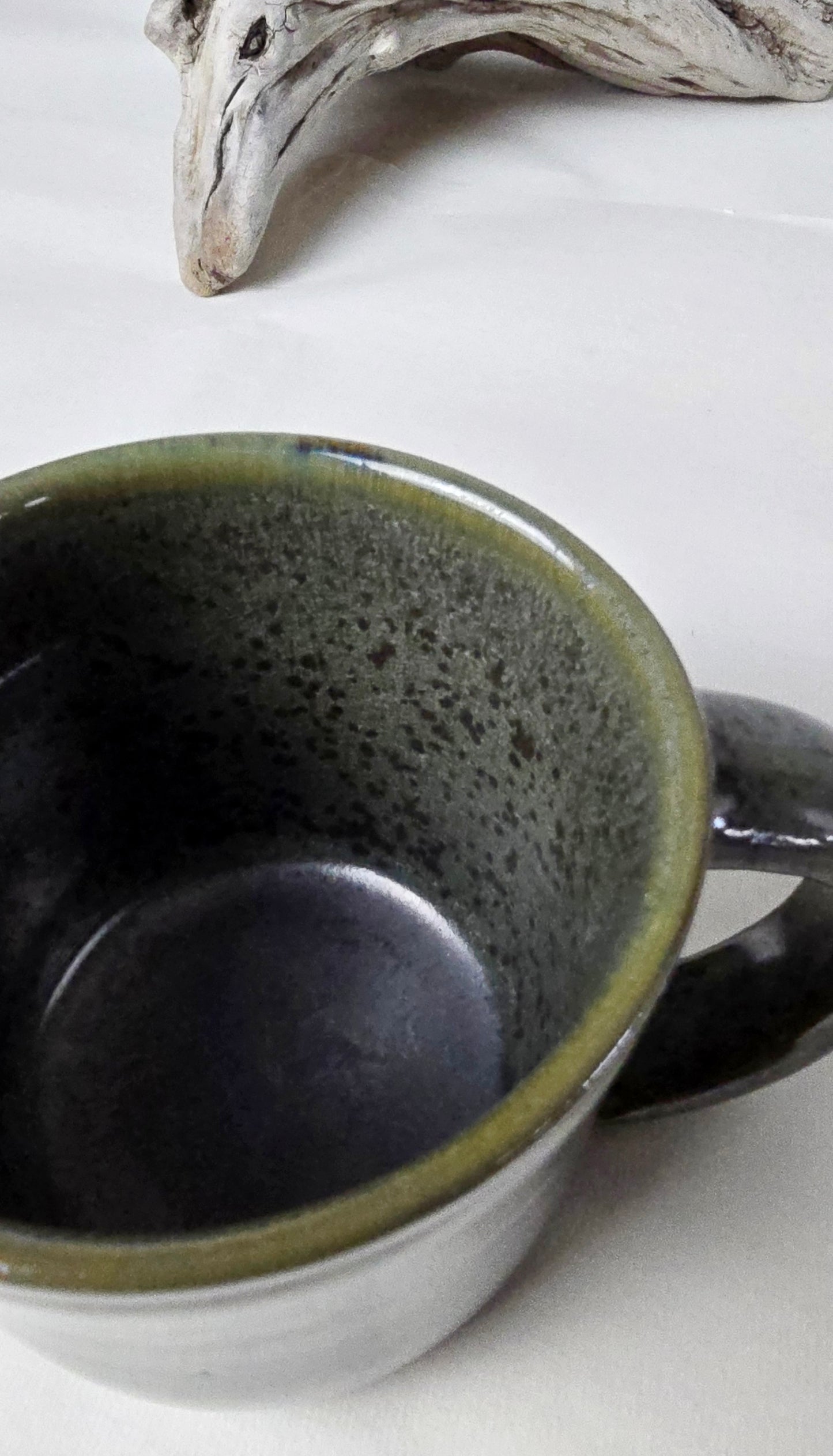 Green Speckled Stoneware Mug – Handmade by Kim Filiaggi